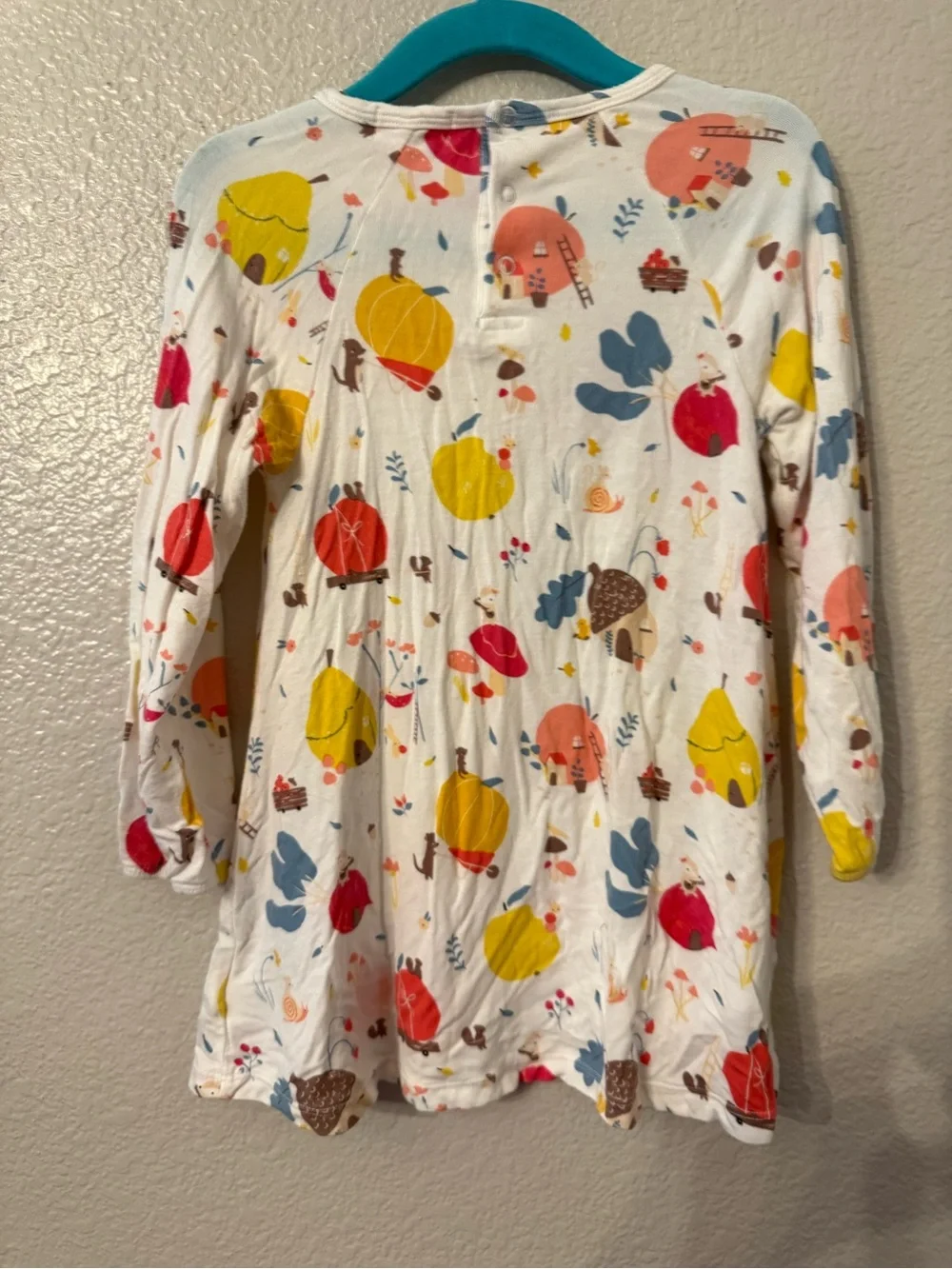 Angel Dear White Long-Sleeve Dress with Yellow, Red and Blue Accents